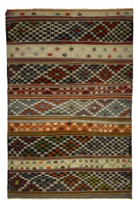 Turkish Kilim Rug Turkish Striped Kilim Rug 6x9 Feet  189,282