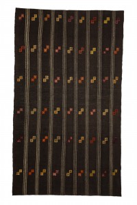 Goat Hair Rug Vintage Turkish Brown Kilim Rug 6x10 Feet  186,318