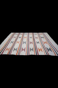 White Orange Turkish Kilim Rug 5x8 Feet  160,256 - Turkish Kilim Rug  $i