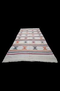 White Orange Turkish Kilim Rug 5x8 Feet  160,256 - Turkish Kilim Rug  $i